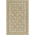 Floral Border Hand Tufted Wool Rug -  Green Multi, 5' x 8'