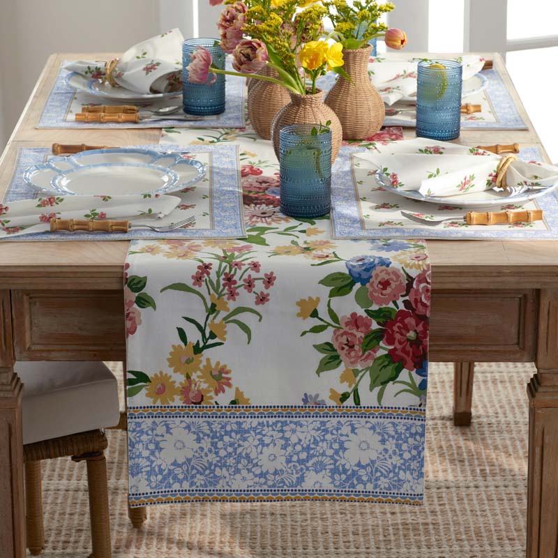Garden Floral Cotton Table Runner - Natures Bouquet, 16 in. x 90 in.