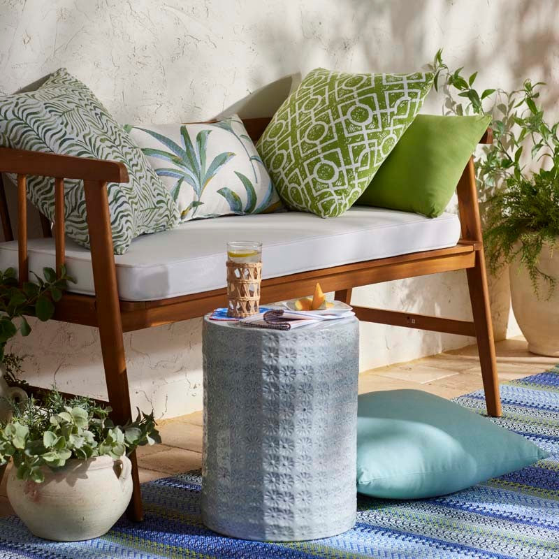 Fiesta Stripe Handwoven Indoor/Outdoor Rug - Blue/Green, 2' 6" x 8' Runner