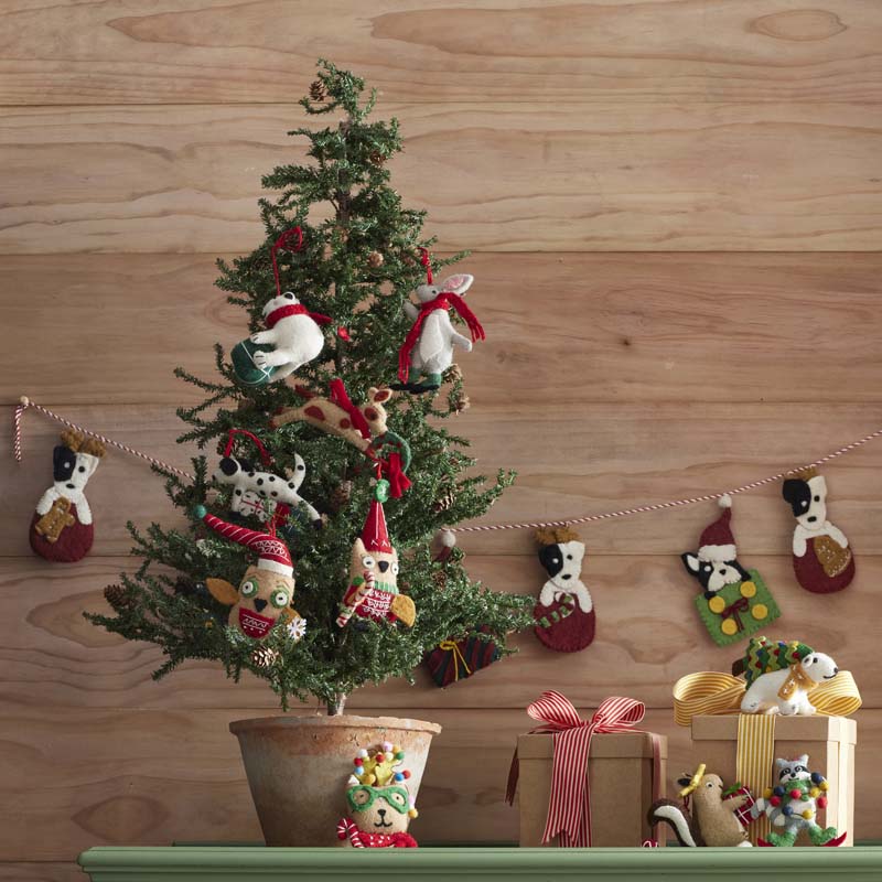 Holiday Felt Ornaments, Set of 2 - Owls