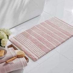 Plush Spa Stripe Bath Rug - Dark Rose Quartz, 21 in. x 34 in.