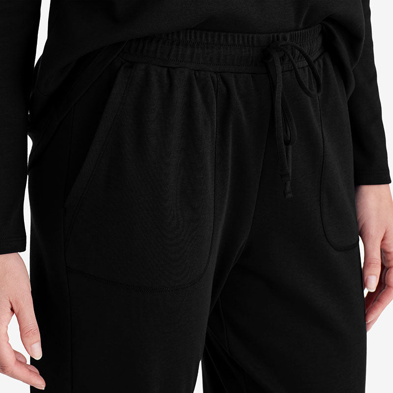 Pima Cotton Women's Jogger Pants Pajama Set - Black, S