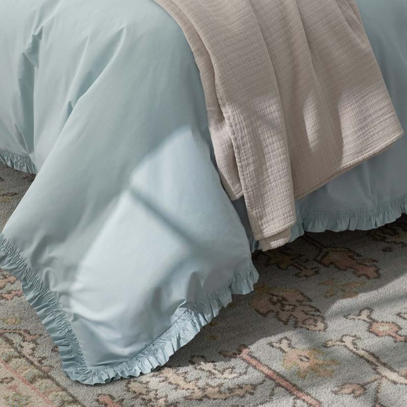 Solid Ruffle Garment Washed Cotton Percale Sham - Cloud Blue, Euro