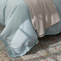 Solid Ruffle Garment Washed Cotton Percale Pillowcase Set - Cloud Blue, Standard