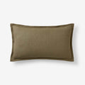 Linen Decorative Lumbar Pillow Cover - Olive Green, 12 in. x 21 in.