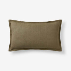 Linen Decorative Lumbar Pillow Cover - Olive Green, 12 in. x 21 in.
