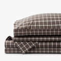 Classic Stripes and Plaids Cool Yarn-Dyed Cotton Percale Bed Sheet Set - Windowpane Brown, Queen