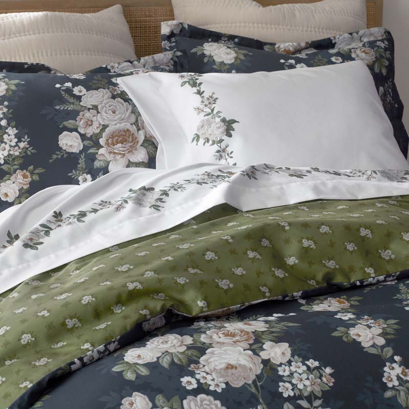 Blooming Melody Reversible Premium Smooth Wrinkle-Free Sateen Sham - Green Multi, Euro