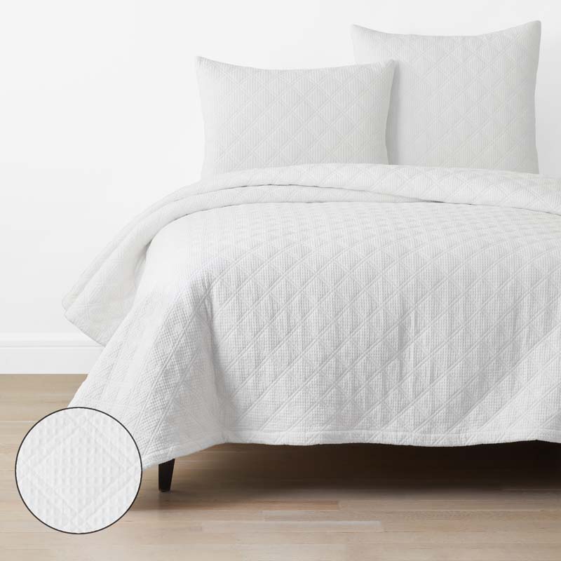 Waffle Quilt - White, Full/Queen