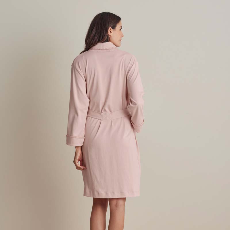Peruvian Cotton Embroidered Women's Robe - Blush, XXL