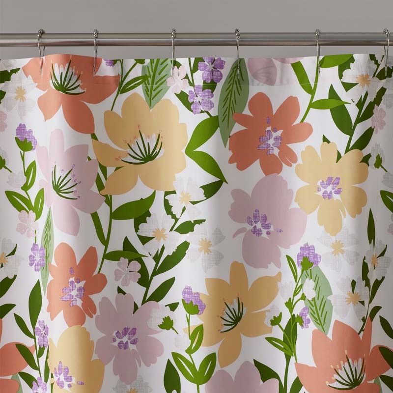 Whimsy Garden Classic Cool Cotton Percale Shower Curtain - Multi