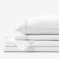 Dorset Stripe Luxe Smooth Egyptian Cotton Sateen Bed Sheet Set - Taupe, Queen