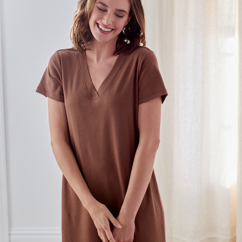 Pima Cotton Nightgown - Cognac, XS