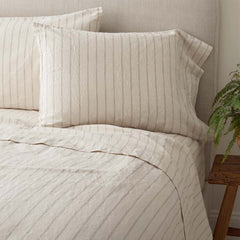 Tailored Stripes and Plaids Premium Breathable Washed Linen Cotton Pillowcase Set - Stripe Dark Brown, King