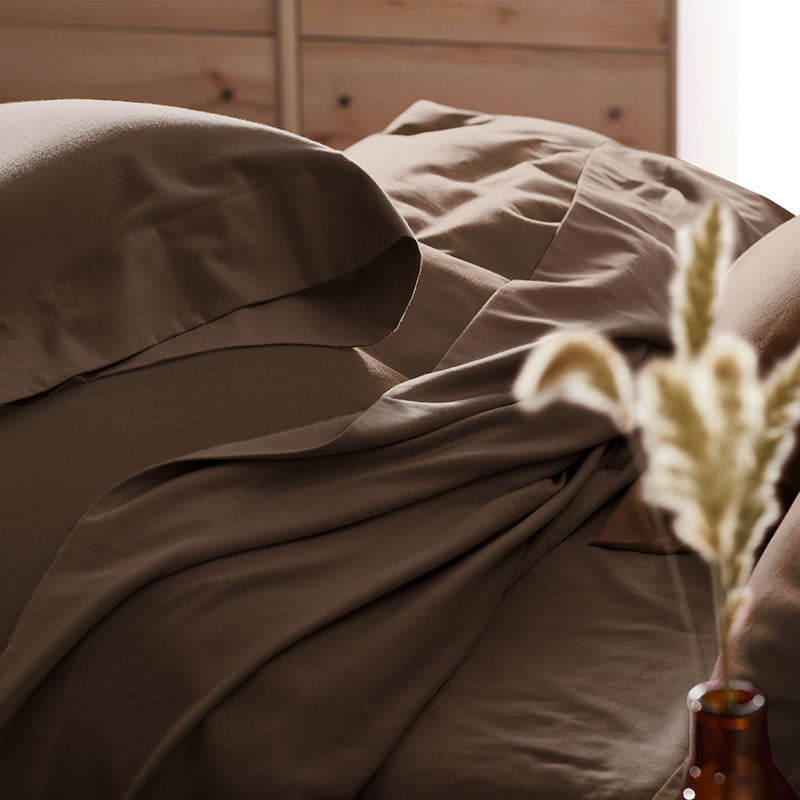 Classic Ultra-Cozy Cotton Velvet Flannel Pillowcase Set - Coffee, King