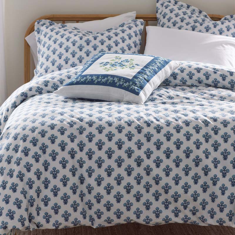 Suhana  Garment Washed Cotton Percale Duvet Cover - Blue, King/Cal. King
