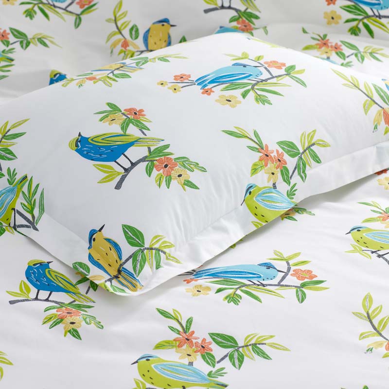 Summer Prints Classic Cool Cotton Percale Pillowcase Set - Bird Days, Standard
