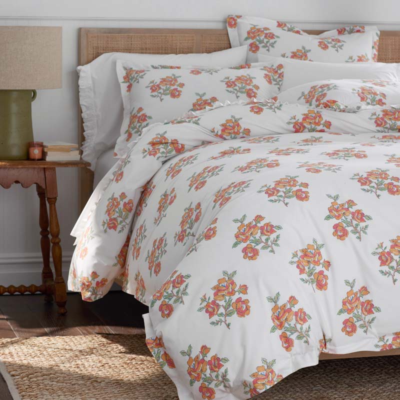 Blossoms and Stripes Classic Cool Cotton Percale Comforter - Petal Charm, King/Cal. King