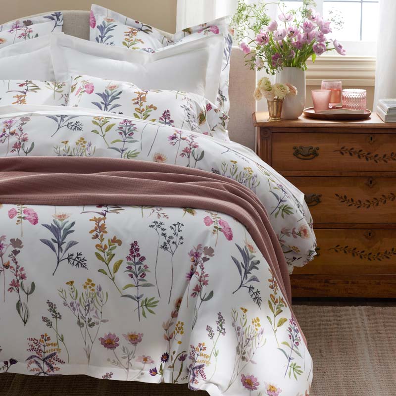 Blooming Garden Classic Smooth Sateen Pillowcase Set - White Multi, Standard