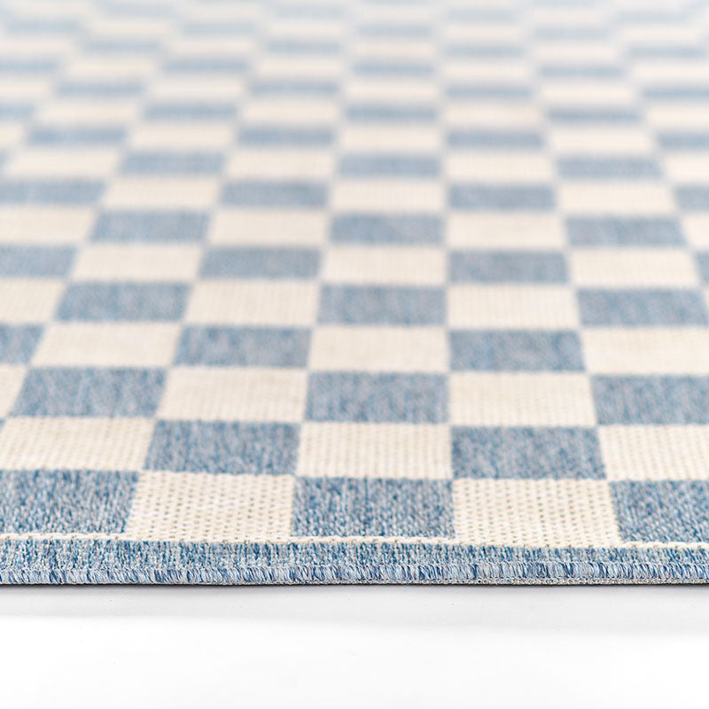 Checkered Outdoor Rug -  Blue, 5' x 8'