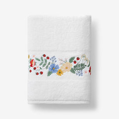 Strawberry Fields Embroidered Bath Towel - White