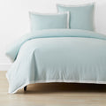 Solid Border Classic Cool Cotton Percale Duvet Cover - Pale Blue, Full