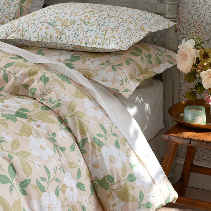 Clemencia Classic Cool Cotton Percale Sham - Floral Peach Blossom, Standard