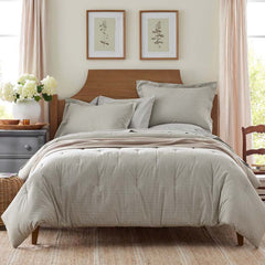 Classic Stripes and Plaids Cool Yarn-Dyed Cotton Percale Comforter - Mini Check Green, Full