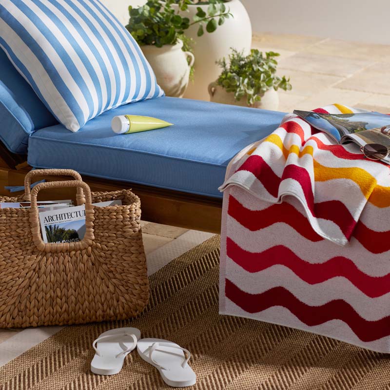 Cotton Terry Beach Towel - Red Multi Wave