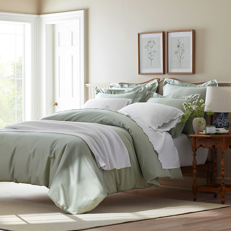 Classic Smooth Sateen Solid Flat Bed Sheet - Light Sage, King/Cal King