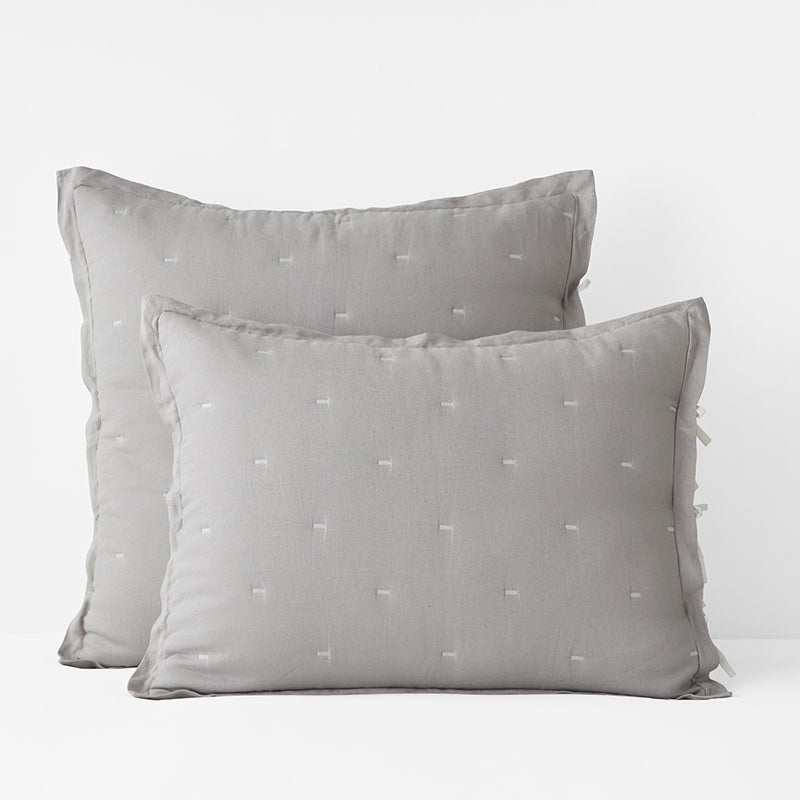 Reversible Premium Breathable Relaxed Linen Quilted Sham - White/Gray, Euro