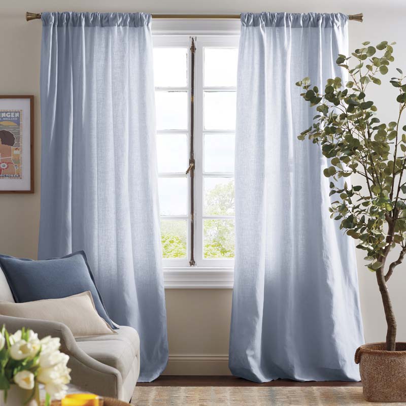 Linen Blackout Window Curtain - Ice Blue, 108 in.