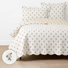 Flower Delight Reversible Quilt - Ivory, Full/Queen
