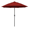 Round Outdoor Patio Umbrella, Aluminum with Auto Tilt Crank - Bronze Finish, Jockey Red, 9'