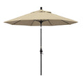 Round Outdoor Patio Umbrella, Fiberglass with Twist Tilt - Black Finish, Antique Beige, 9'