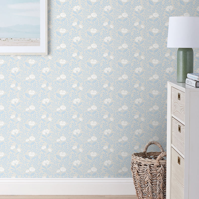 Ava Removable Wallpaper - Vine Blue, Swatch