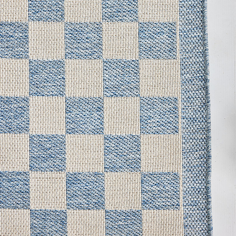 Checkered Outdoor Rug -  Blue, 8' x 10'