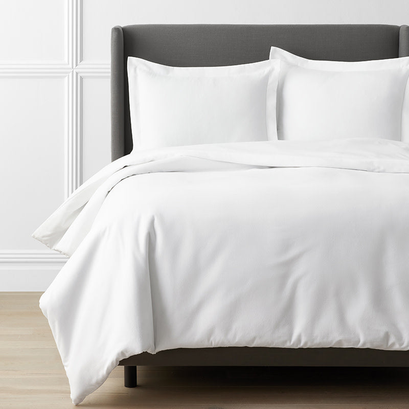 Premium Ultra-Cozy Cotton Velvet Flannel Duvet Cover - White, Full