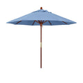 Round Outdoor Patio Umbrella, Wood with Manual Lift - Air Blue, 9'