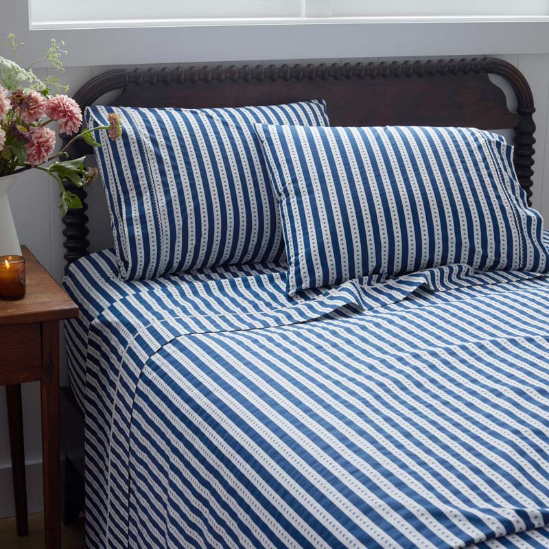 Mini-Prints Garment Washed Cotton Percale Bed Sheet Set - Milos, King