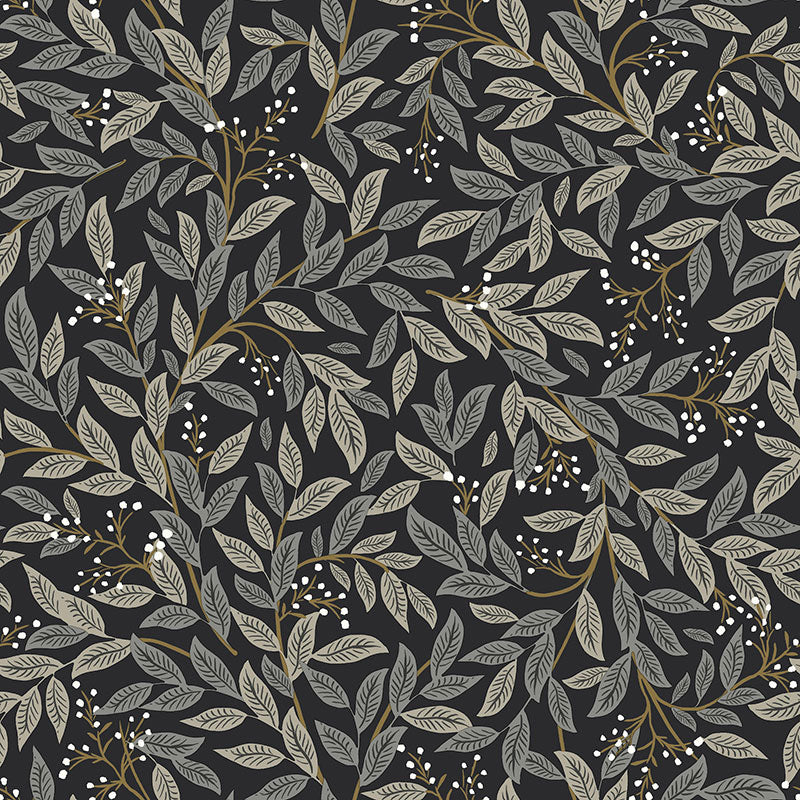 Willowberry Traditional Wallpaper - Black, Swatch