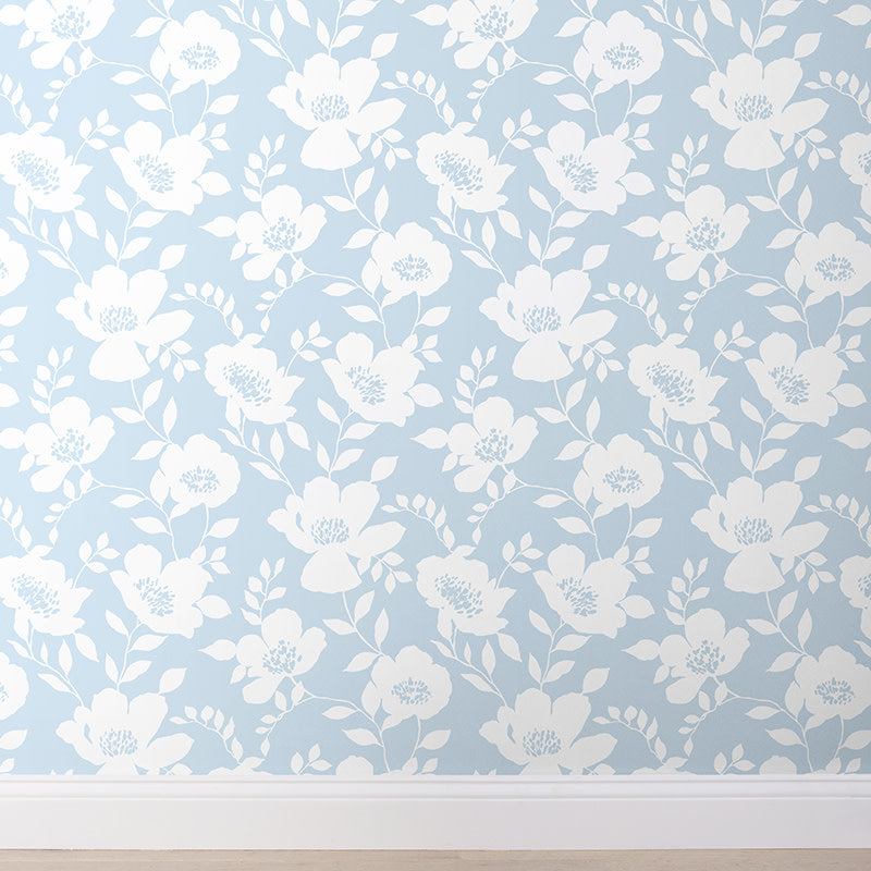Ava Removable Wallpaper - Floral Blue, Panel