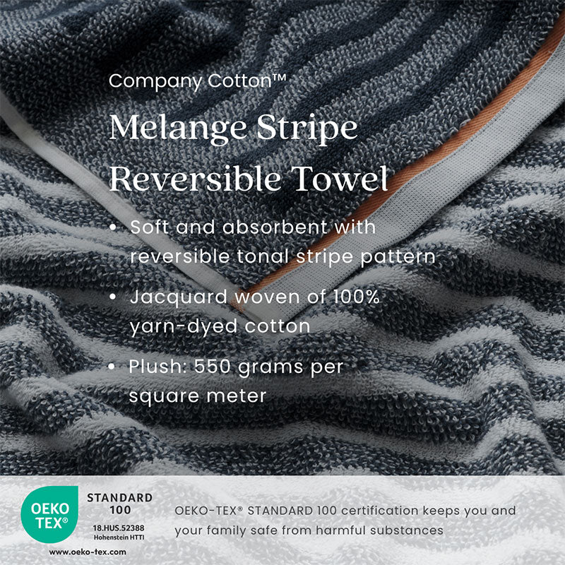 Mélange Stripe Reversible Cotton Hand Towel - Taupe