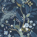 Peacock Traditional Wallpaper - Navy, Roll