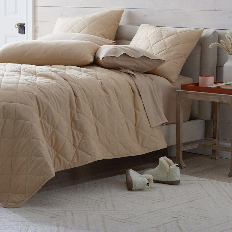 Bromley Premium Ultra-Cozy Cotton Flannel Coverlet - Wheat, Full