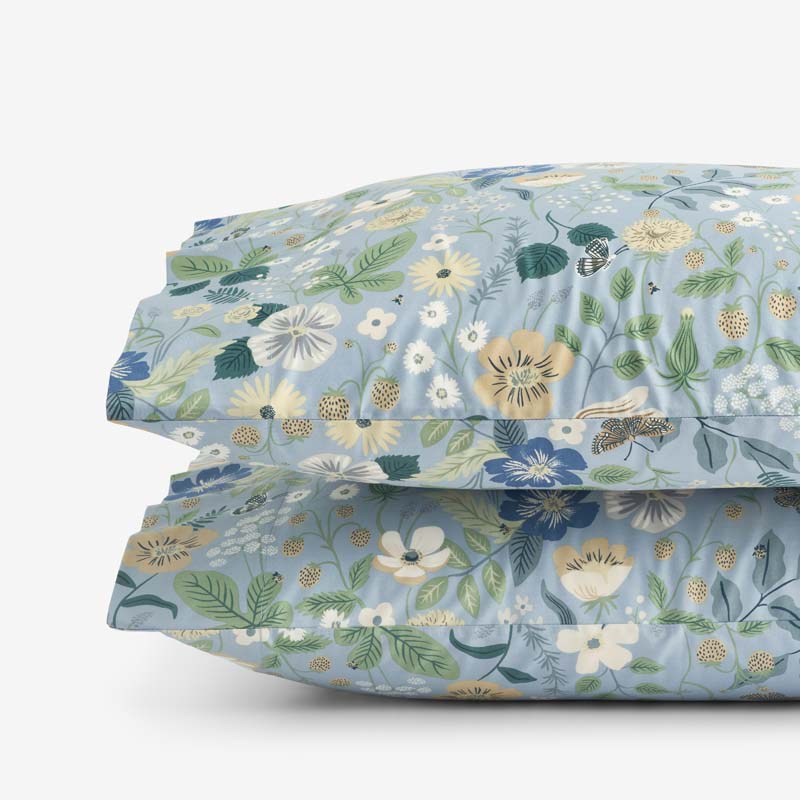 Strawberry Fields Classic Cool Cotton Percale Pillowcase Set - Slate, King