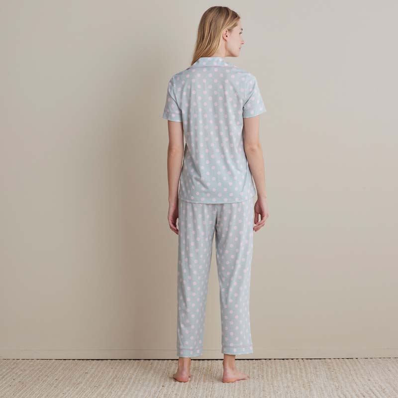 Cotton Modal Women's Cropped Pants Pajama Set - Pretty Dot, XXL