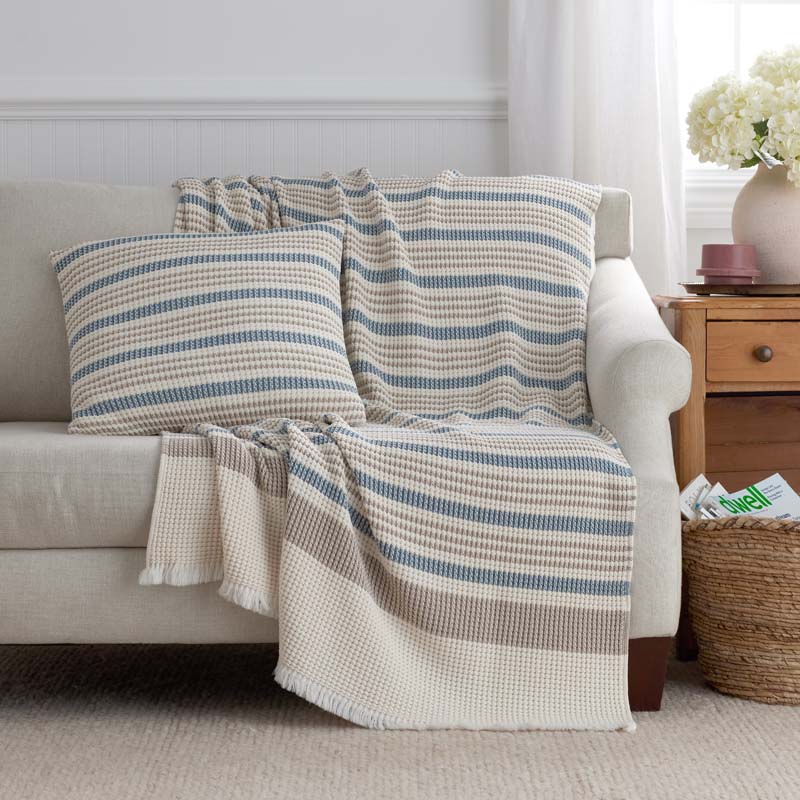 Cadence Stripe Throw - Blue Taupe