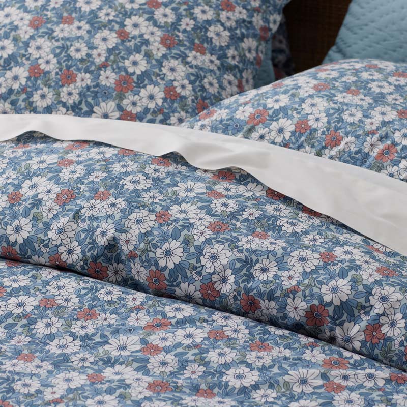 Julienne Classic Cool Cotton Percale Sham - Floral Blue, King