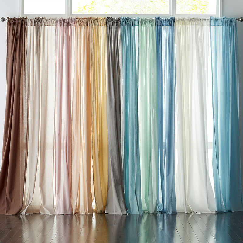 Chambray Voile Yarn-Dyed Ring Top Window Curtain - Lily Green